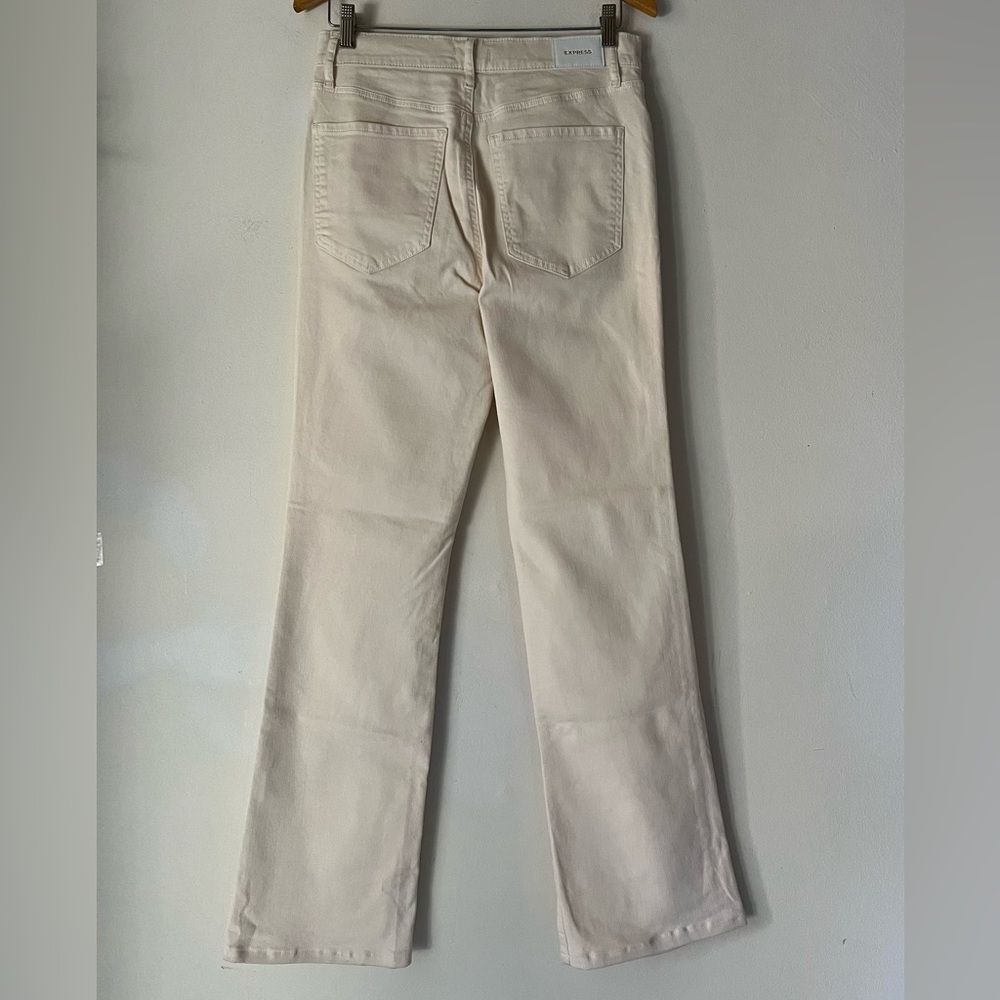 NWT Express High Rise Boot Leg Cream Beige Denim Jeans Women’s Sz 10R - Picture 4 of 14